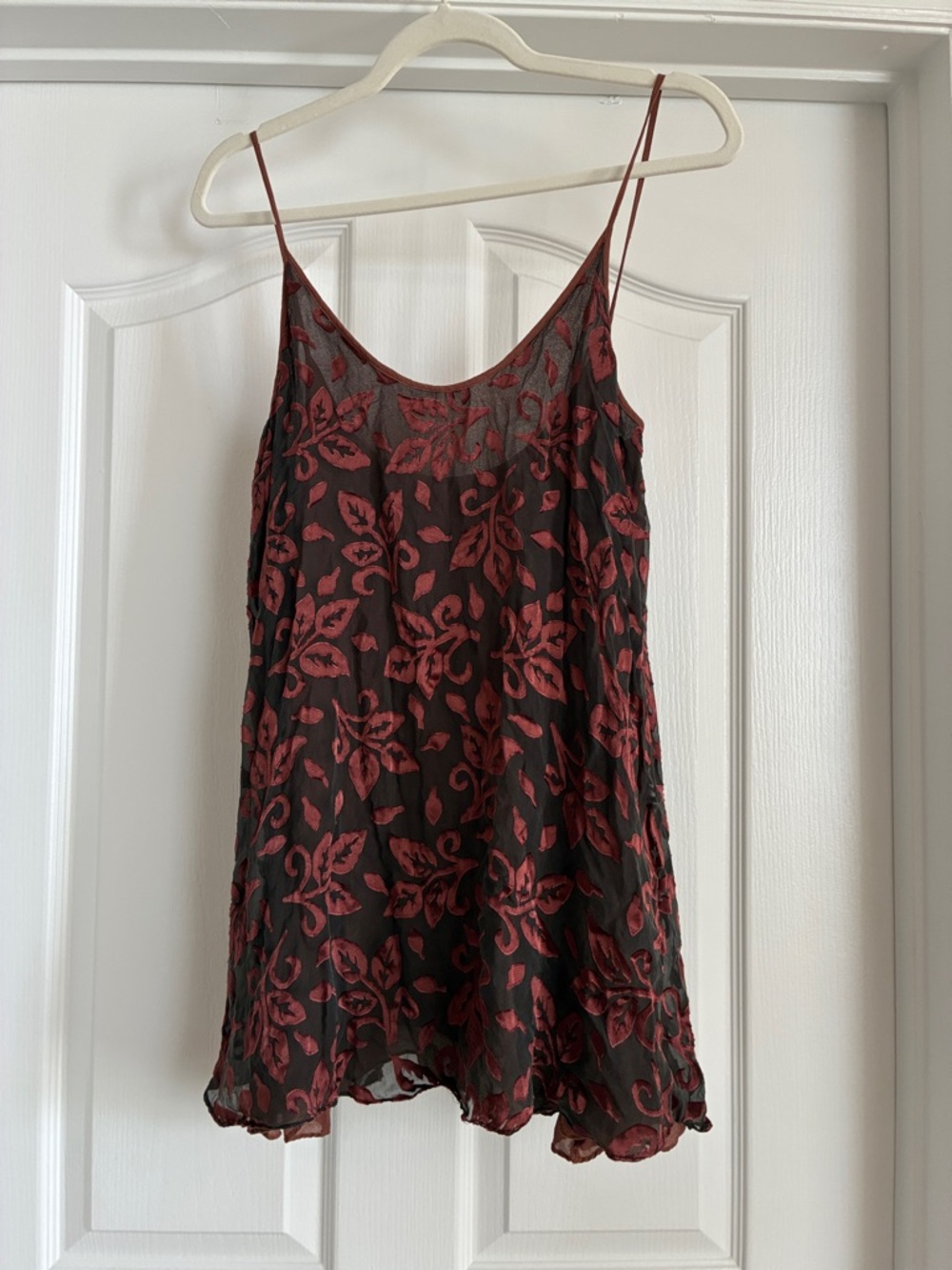 VIVIS Italy Pura Seta 85% SILK Burnout  Cami Top Brown Whimsygoth - Picture 2 of 6